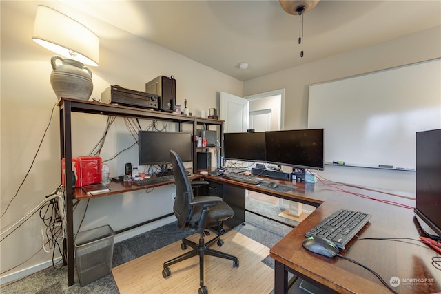 view of carpeted office space