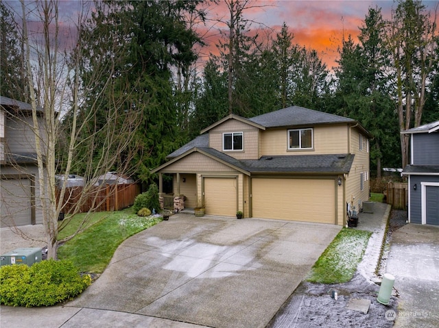 view of front facade with a garage