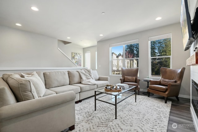 living room featuring hardwood / wood-style flooring