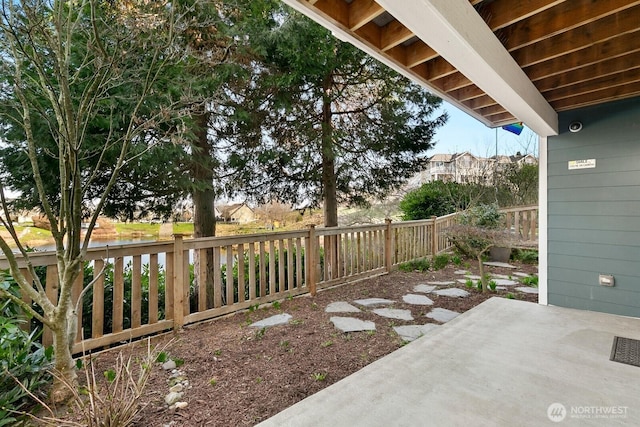 view of yard featuring a fenced backyard and a patio area