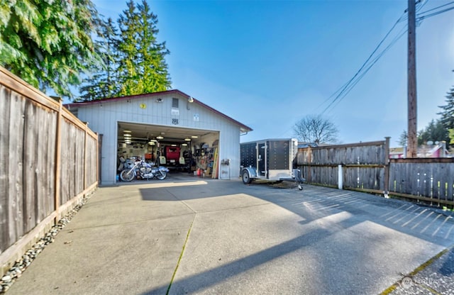 exterior space with a garage