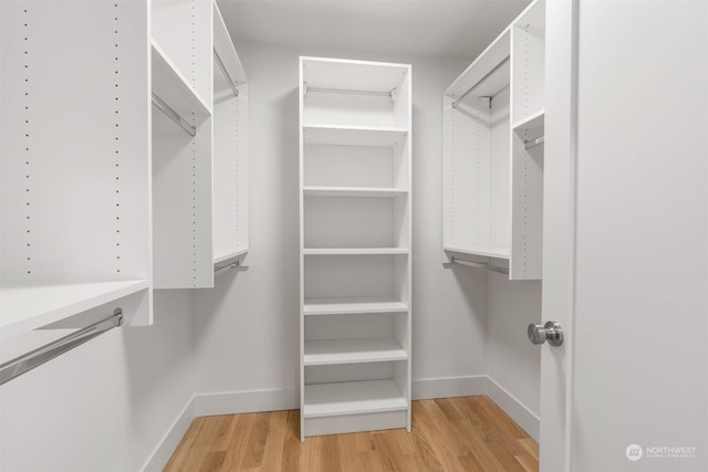 spacious closet featuring light wood-type flooring