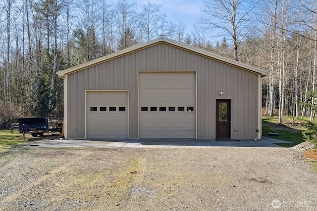 view of detached garage