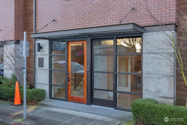 doorway to property with french doors