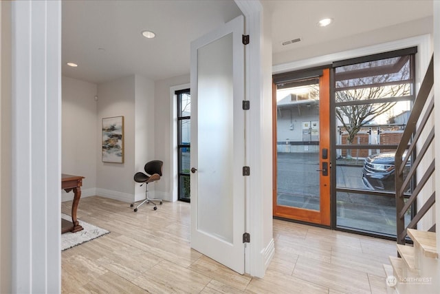 entryway featuring light hardwood / wood-style flooring