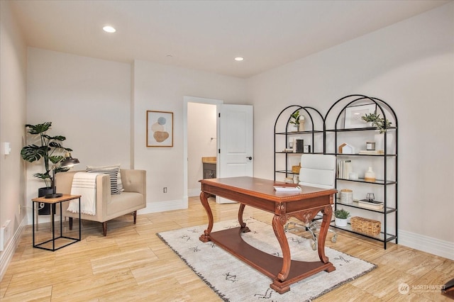 office featuring light wood-type flooring