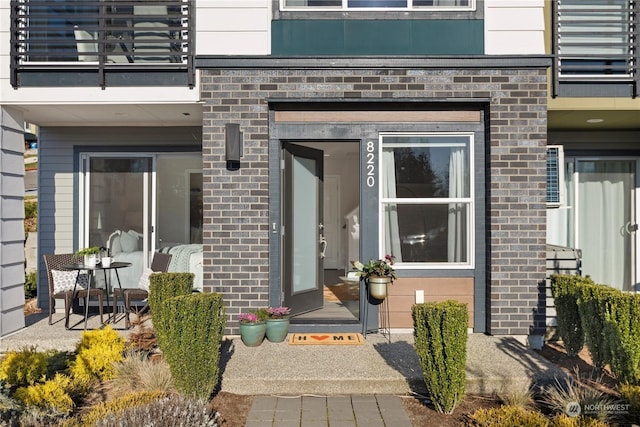 doorway to property with a balcony