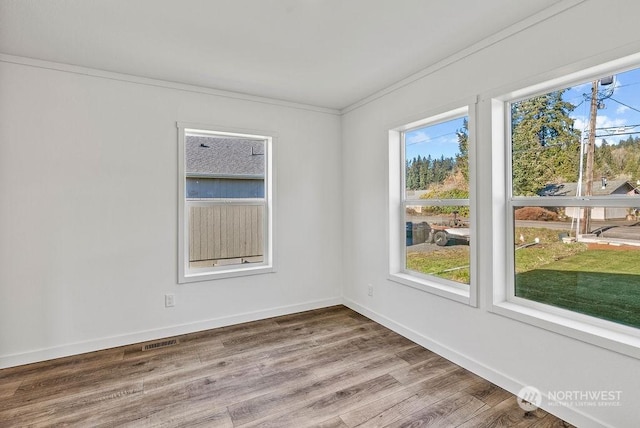 spare room with hardwood / wood-style flooring