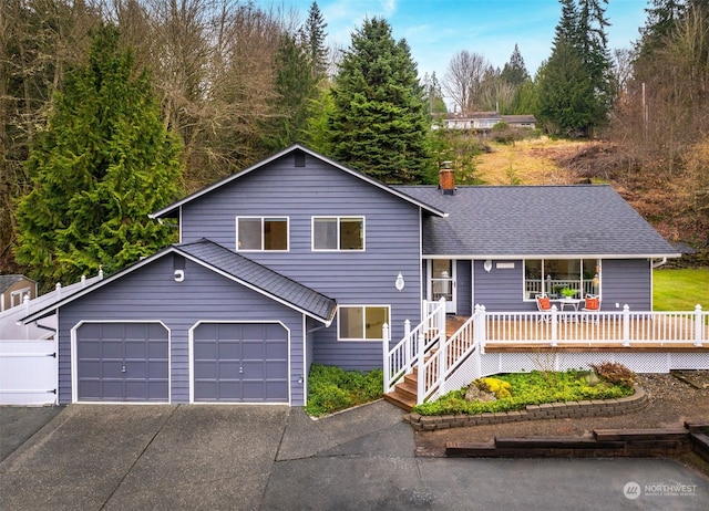 split level home with a garage