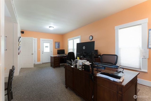 view of carpeted office space