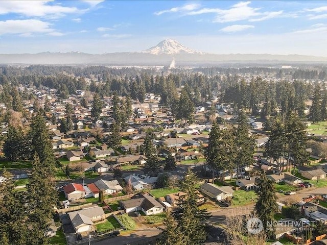 bird's eye view featuring a mountain view