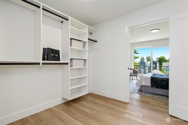 walk in closet featuring light hardwood / wood-style floors