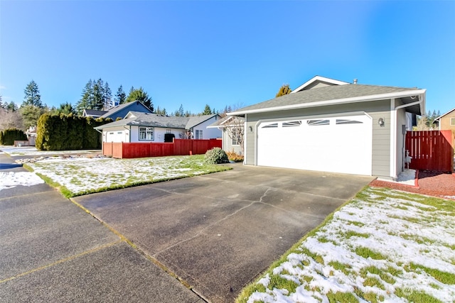 single story home with a garage