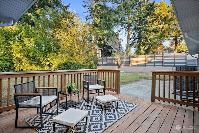 deck featuring an outdoor living space