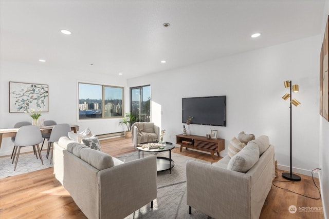 living room featuring light hardwood / wood-style flooring