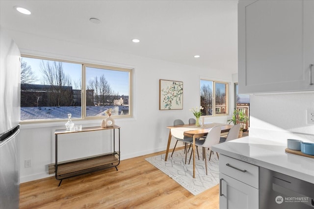 dining room with light hardwood / wood-style floors