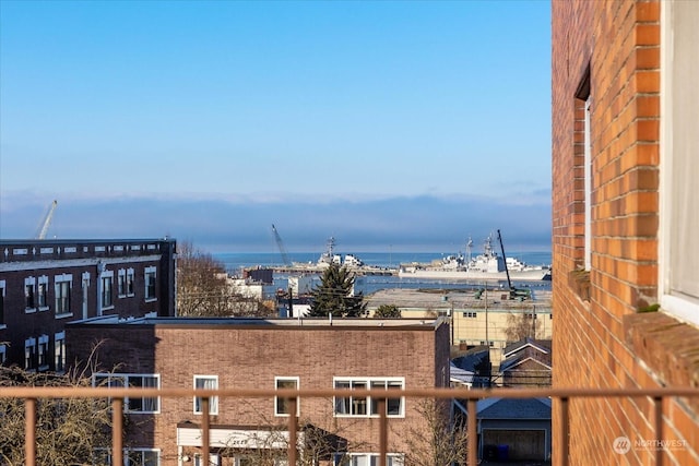 view of city with a water view