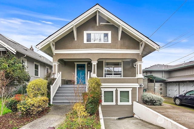 view of front of home featuring covered porch