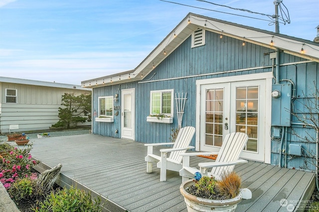 wooden deck with french doors