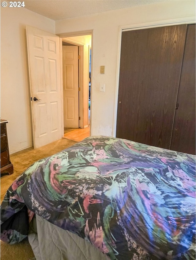 carpeted bedroom featuring a closet