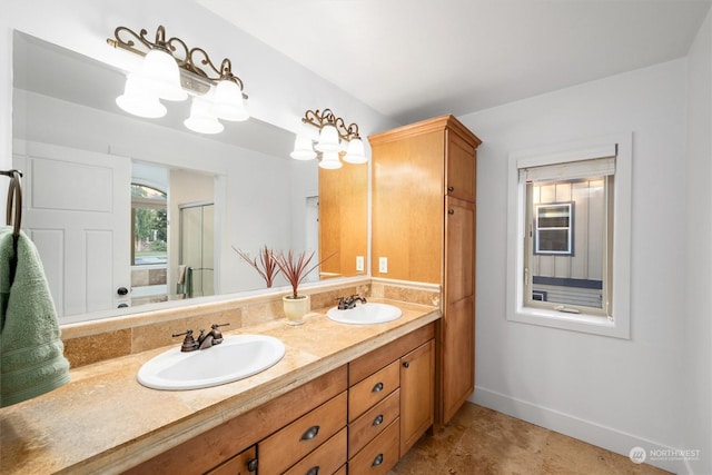 bathroom featuring vanity and tile patterned flooring