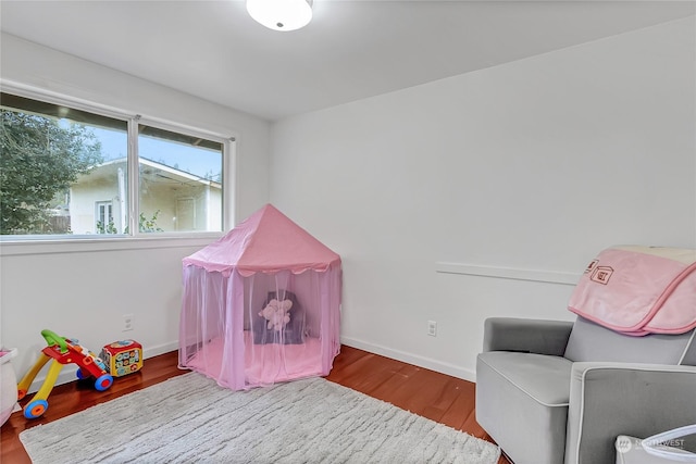 playroom with hardwood / wood-style flooring