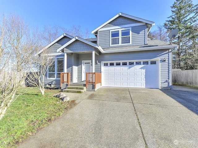 view of front of property with a garage