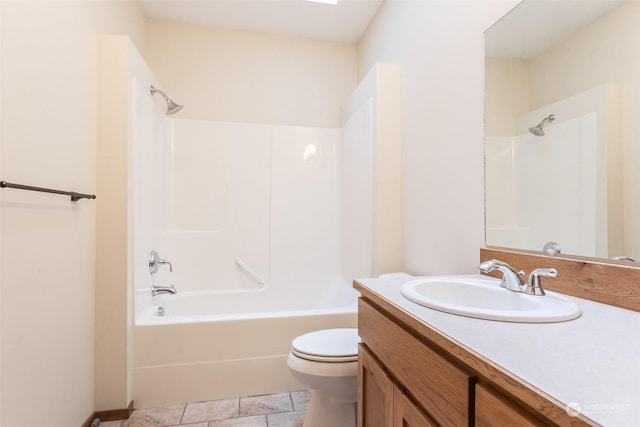 full bathroom with vanity, toilet, and tub / shower combination