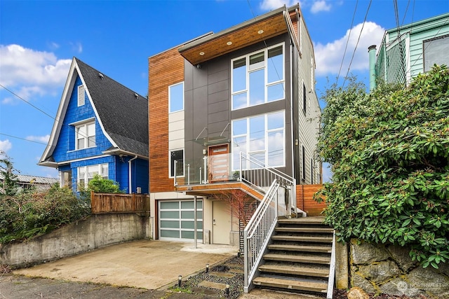 view of front of property with a garage