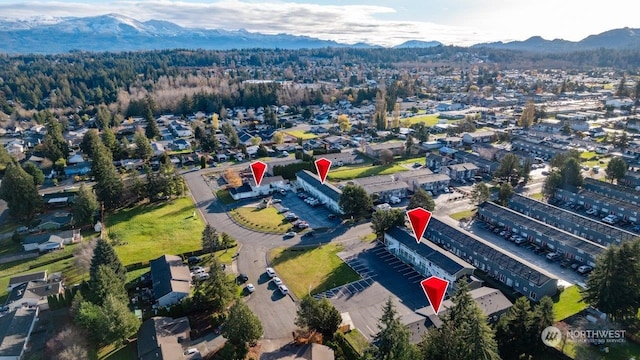 aerial view featuring a mountain view