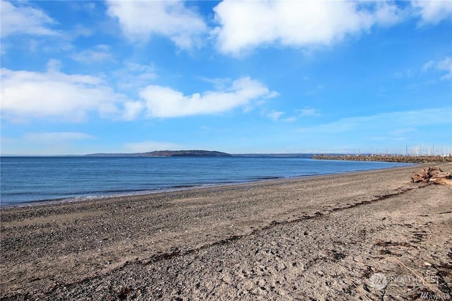 view of water feature with a view of the beach