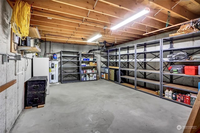 storage area with water heater