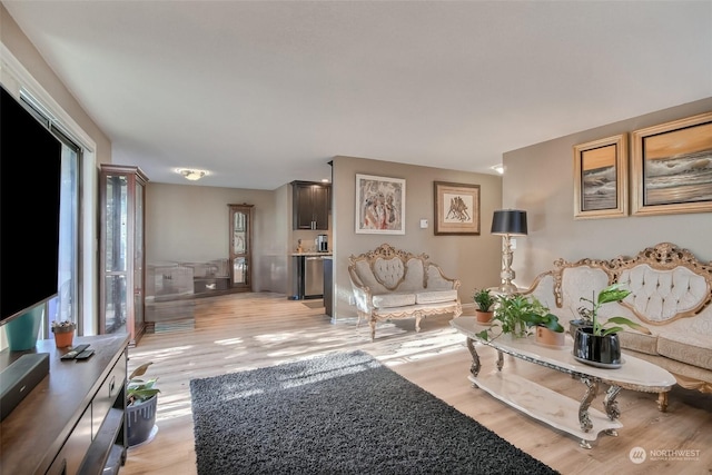 living room with light hardwood / wood-style floors