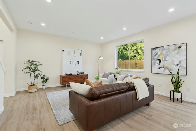 living room with light wood-type flooring