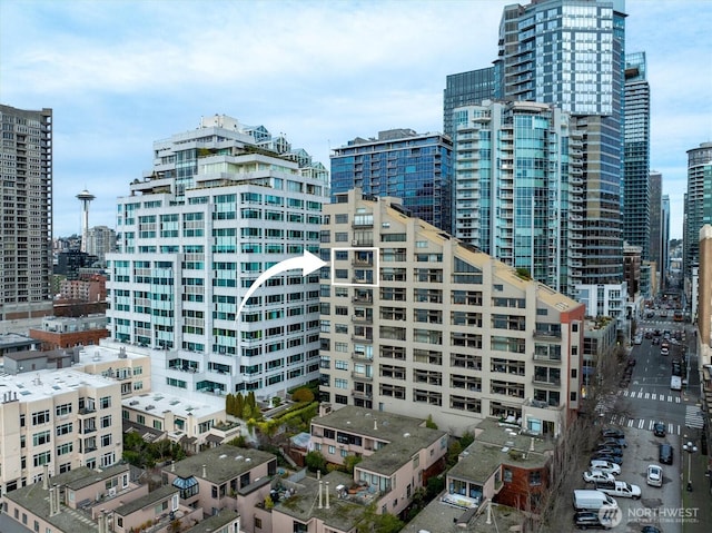 view of building exterior with a view of city