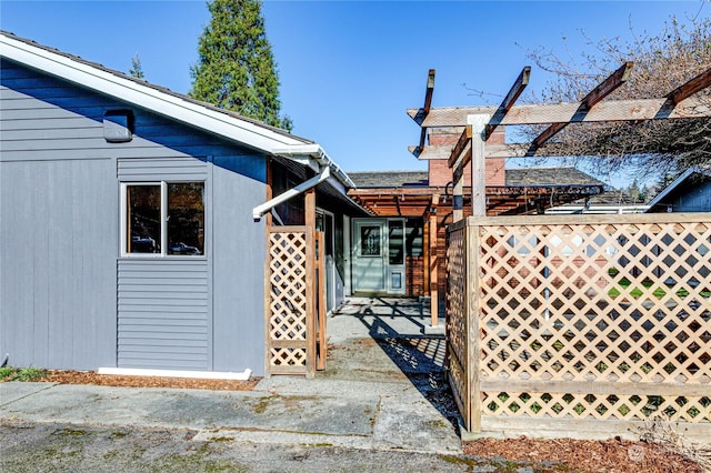 exterior space with a pergola