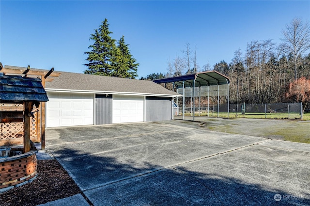 garage with a carport