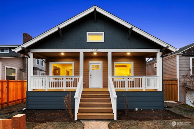 bungalow featuring a porch