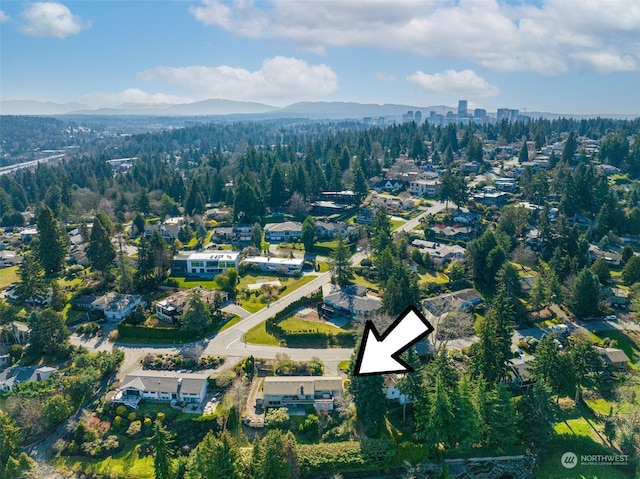 aerial view featuring a mountain view