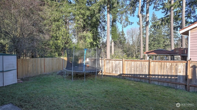 view of yard featuring a trampoline