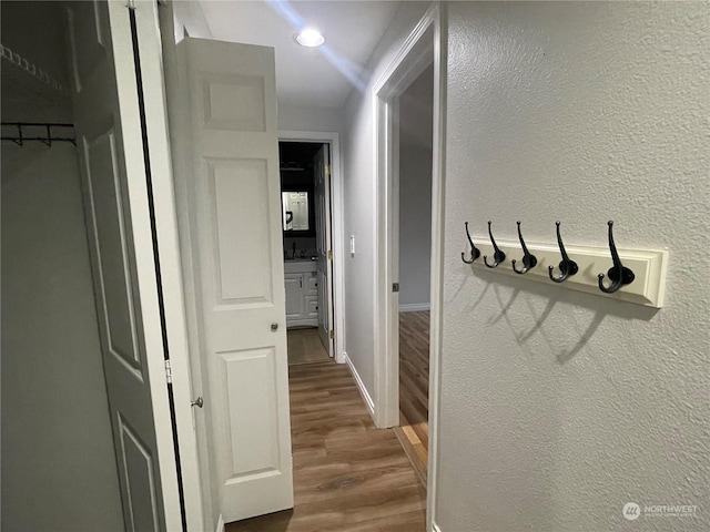 hall featuring hardwood / wood-style flooring