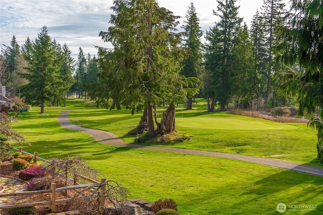 view of property's community featuring a yard