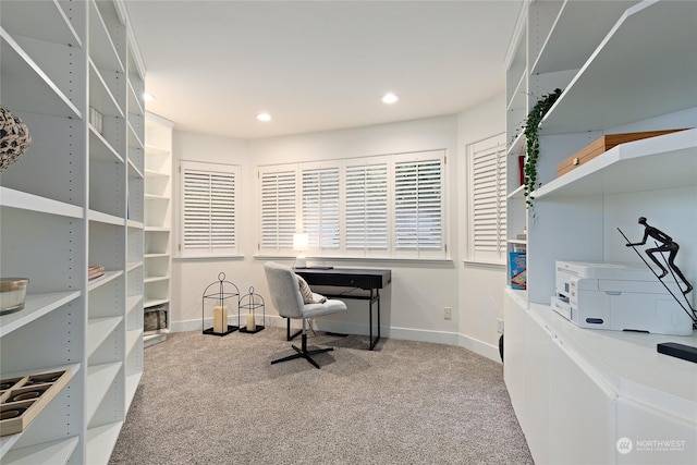 view of carpeted office space