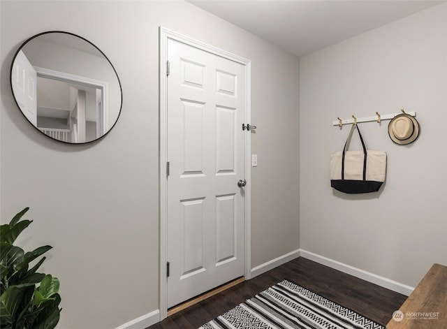 entryway featuring dark wood-type flooring