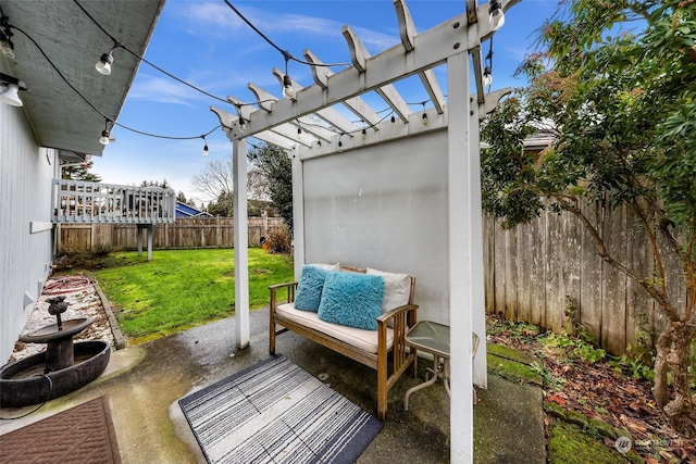 view of patio / terrace featuring a pergola