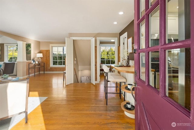 foyer featuring light wood-type flooring