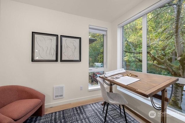 office space featuring hardwood / wood-style flooring