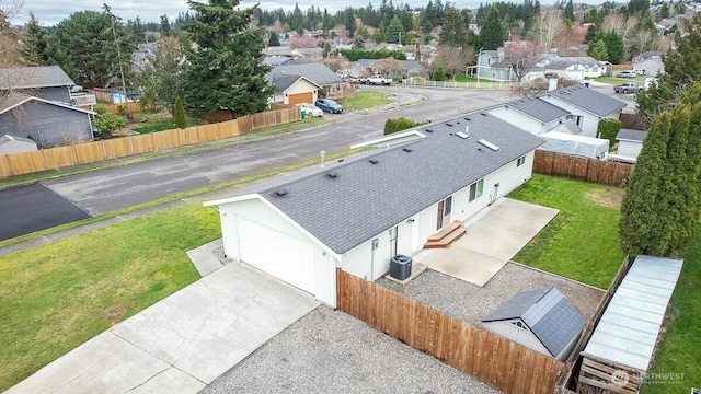 aerial view with a residential view