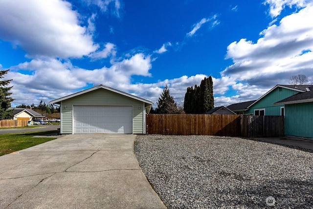 detached garage with fence