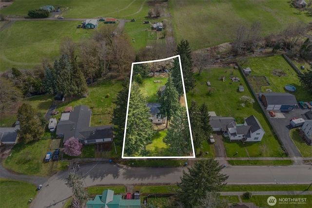 220 California St, Pe Ell, WA 98572 - aerial view of residential area with property boundaries highlighted